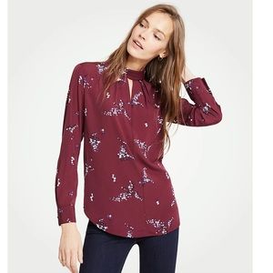 Ann Taylor roll neck keyhole blouse